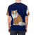 Illustration of a cat in a mythical, fantasy-inspired design on a t-shirt - men back