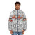 Evangelion puffer jacket featuring iconic mecha anime characters - men front