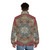 Vintage antique persian carpet print puffer jacket with boho ethnic medallion pattern - men back