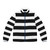 Black and white striped puffer jacket with contemporary design