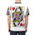Queen of Hearts playing card design on a t-shirt - men back