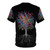 Colorful abstract design featuring musical notes, trees, and nature elements on a t-shirt. - Back