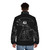 Vetruvian Rock Star Puffer Jacket featuring classic art inspired by Leonardo da Vinci - men back