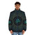 Pranava Yoga Shanti Om Mandala Puffer Jacket featuring spiritual, psychedelic, and visionary art design - men front