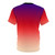Vibrant purple to yellow ombre gradient t-shirt with a fade design - Back
