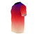 Vibrant purple to yellow ombre gradient t-shirt with a fade design - men left