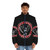 Velvet puffer jacket with rock band design - men front