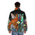 Enlightened puffer jacket with psychedelic fox and third eye design - men back