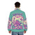 Puffer jacket with a printed design of colorful vegetables - men back