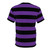 Stylish wide horizontal black and purple striped t-shirt with a rugby-inspired pattern - Back