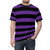 Stylish wide horizontal black and purple striped t-shirt with a rugby-inspired pattern - men front