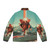 Retro puffer jacket with surreal collage design by Frank Moth - Back