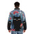 Tropical blue puffer jacket with floral and botanical designs - men back