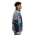 Tropical blue puffer jacket with floral and botanical designs - men side right