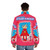 Magical girl in pink puffer jacket with space and bunny design - men back