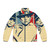Pop art inspired puffer jacket with jazz music and performance theme