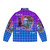 Vaporwave Fiji Puffer Jacket with retro aesthetic and Japanese influences - Back