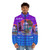 Vaporwave Fiji Puffer Jacket with retro aesthetic and Japanese influences - men front