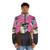 Vaporwave Doge Puffer Jacket with Trippy 80s 90s Aesthetic - men front