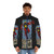 Retro British superhero pop art style puffer jacket - men front