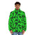 The Riddler inspired green puffer jacket with question mark design - men front