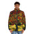 Model wearing a vibrant puffer jacket featuring the iconic Mulberry Tree painting by Van Gogh - men front