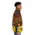 Model wearing a vibrant puffer jacket featuring the iconic Mulberry Tree painting by Van Gogh - men side right