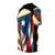 Vibrant t-shirt featuring pleneras, the traditional Puerto Rican musical instruments, and the Puerto Rican flag - men left