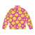 Vibrant polka dotted puffer jacket in hot pink and yellow colors - Back