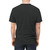 Model wearing a carbon fiber print t-shirt, perfect for industrial and man cave settings - men back