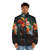 Elton John inspired puffer jacket with colourful feather details - men front