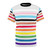Inclusive Progress Pride Stripes T-shirt with colorful pride flag design.