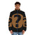 Black puffer jacket with Podquiz branding - men front