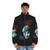 Elliott Smith Art Puffer Jacket with Indie Music Inspired Lettering and Graphics - men front