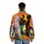 Vintage abstract surreal print puffer jacket featuring Salvador Dali-inspired imagery - men back