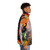 Vintage abstract surreal print puffer jacket featuring Salvador Dali-inspired imagery - men side right