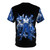 Retro video game inspired blue t-shirt with robot, ninja, and mummy imagery - Back