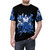 Retro video game inspired blue t-shirt with robot, ninja, and mummy imagery - men front