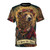 Empowering bear feminist t-shirt with the text "In Bear We Trust" printed in all-over pattern