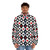 A puffer jacket featuring the iconic playing card suit symbols in a black and white design. - men front