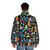 Elevens Stranger Things 3 Retro '80s Puffer Jacket with Bright, Funky Colors - men back