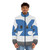 Stylish Pan Am puffer jacket with vintage airplane graphics for aviation enthusiasts - men front