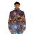 Pizza sloth floating in space wearing a cozy puffer jacket - men front