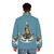 Floral unicorn puffer jacket with spiraling horn design - men back
