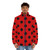 Extra large black and red polka dot puffer jacket - men front