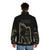 Electric Warrior Puffer Jacket with Tyrannosaurus Rex and Glam Rock Motifs - men back