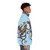 Electric octopus psychedelic puffer jacket with beachy neon sea life art - men side right