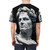Black and white graphic t-shirt design featuring the iconic bust sculpture of Roman general and leader Julius Caesar - men back