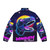Electric Jurassic Rex Puffer Jacket with Retro Cyberpunk Aesthetic - Back