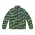 Electric eel pattern puffer jacket with bold, vibrant design